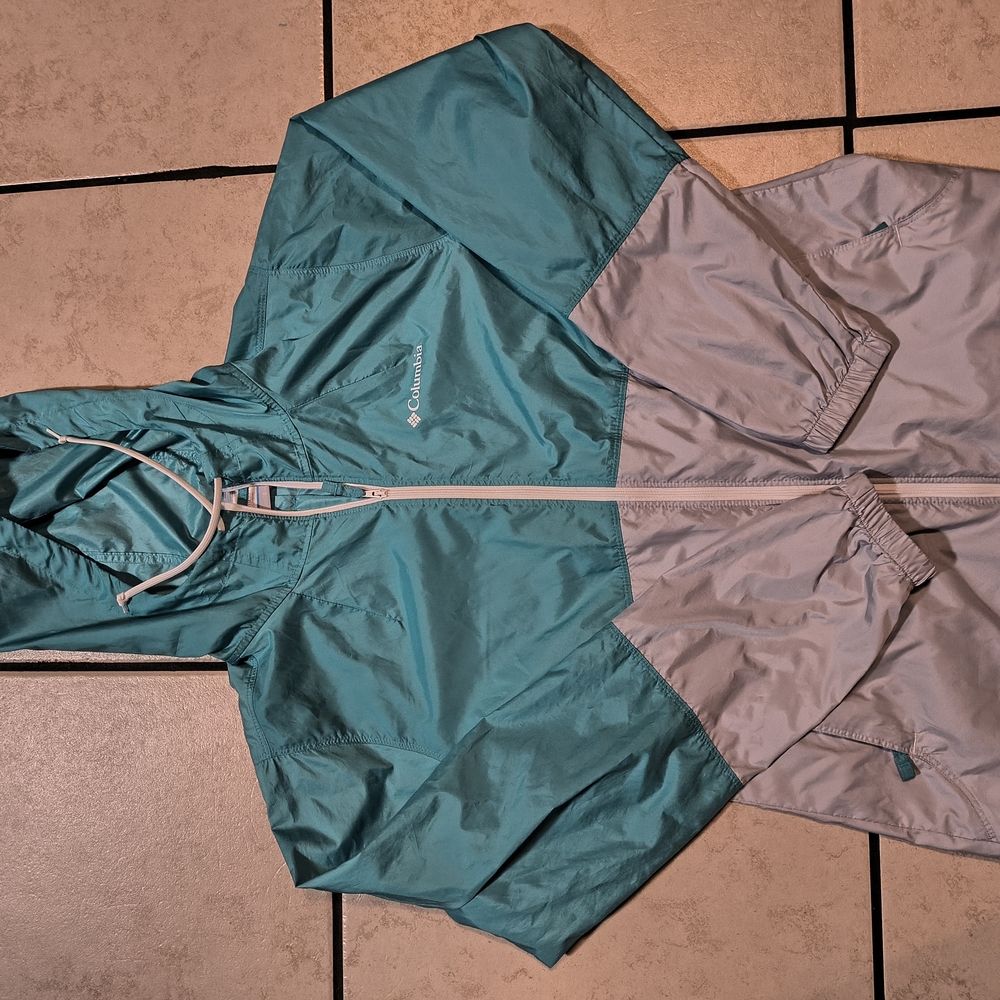 Columbia Teal and Gray Windbreaker